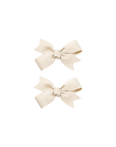 Beige Grosgrain Bow Clips